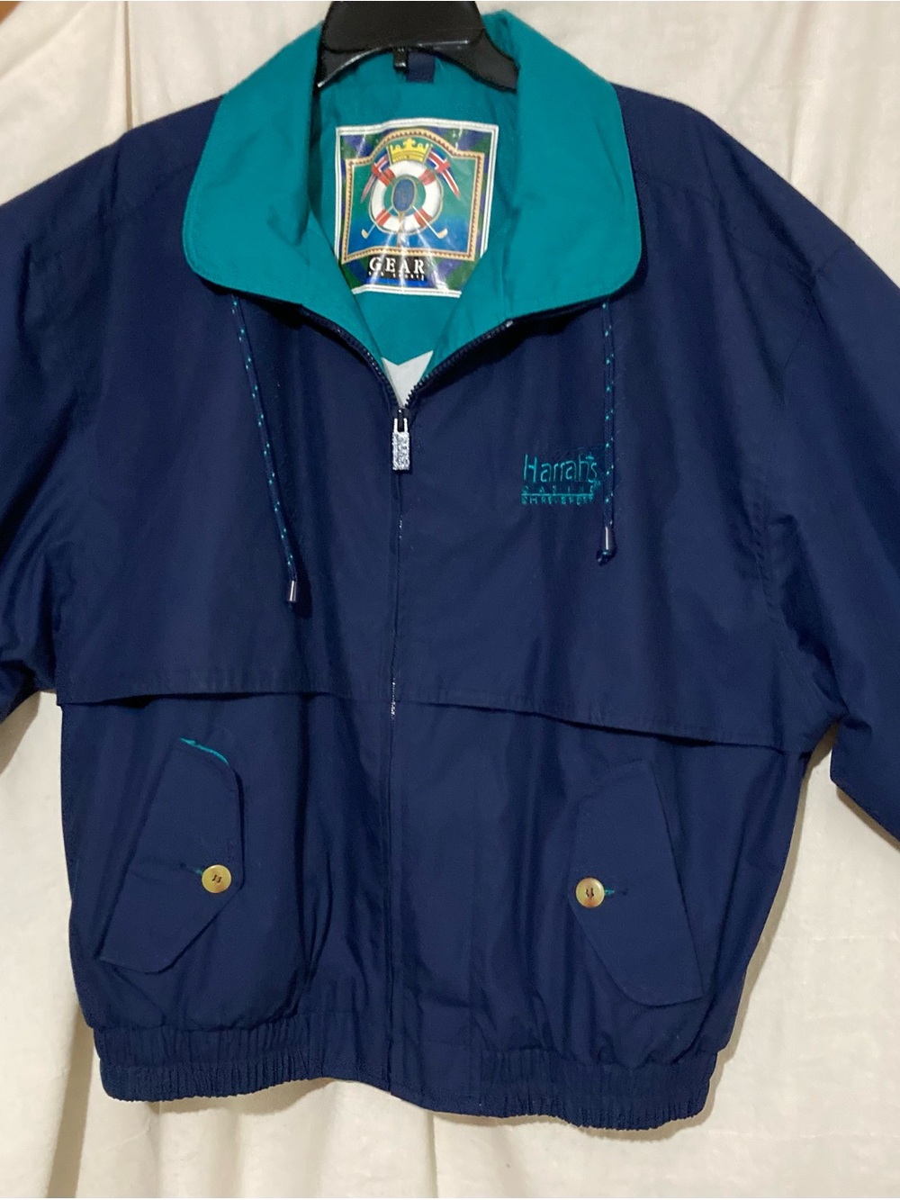 Gear For Sports Navy and Teal Bomber Jacket Harrah’s Casino